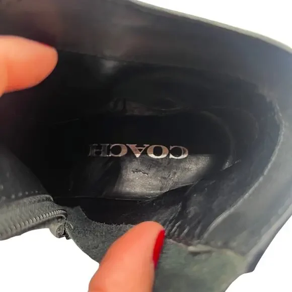 Coach Patricia Leather Block Heel Ankle Boots Booties Black Size 6.5B - Picture 6 of 6